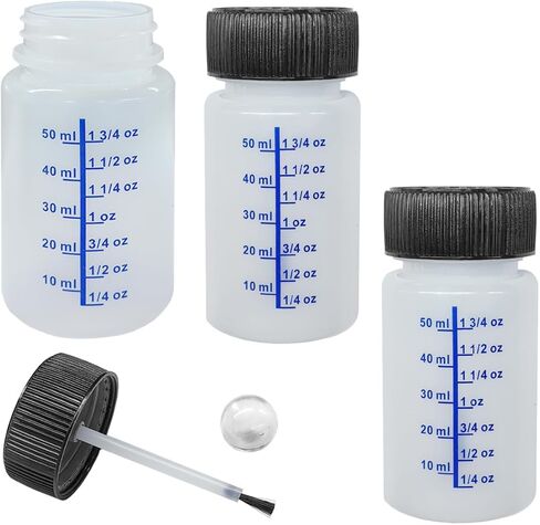 2 Oz Touch Up Paint Bottle Container with Brush & Safety Lid, Car Scratches Repair Paint Applicator with Mixing Ball, Empty Leftover Paints Storage Bottle for Most Cars (3PCS) in Kuwait