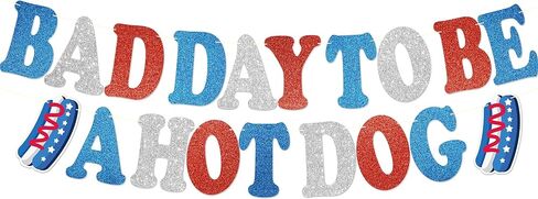 Bad Day to Be a Hot Dog Banner - NO DIY 4th of July Decorations For Patriotic Independence Day Décor Red White Blue Glitter in Saudi Arabia