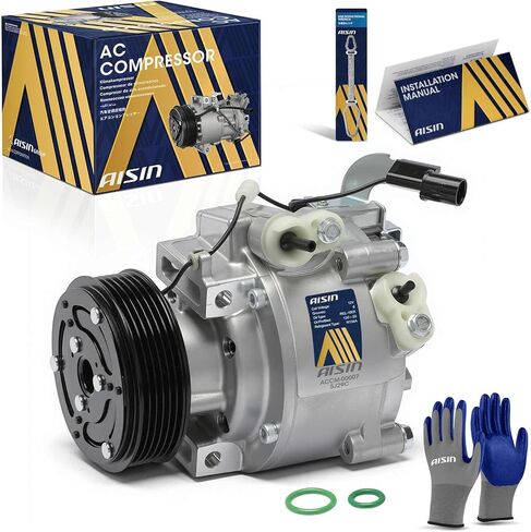 ضاغط مكيف هواء AISIN AFTERMARKET ACCM-00007 - متوافق مع Mitsubishi Eclipse Cross 2018-2024 1.5 لتر - مع أخدود 6 بكرات، مع قابض in Kuwait