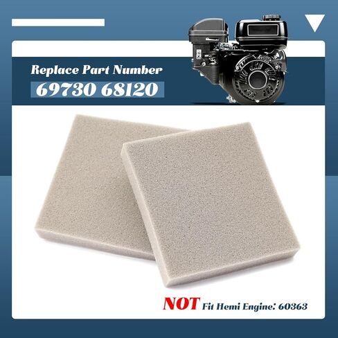 قطعتان من رغوة فلتر الهواء لمحرك Predator Non Hemi 212، استبدال عنصر منظف إسفنجي مربع الشكل لمحرك Harbour Freight Rato Power Motor R210III 212cc 6.5HP المحرك 69730 68120 in Kuwait