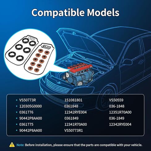 مجموعة حشية غطاء صمام المحرك تناسب 2008-2017 Honda Accord Crosstour Odyssey Pilot Ridgeline، 2010-2018 Acura MDX RDX RL TL TSX ZDX، 3.5L 3.7L، استبدال VS50559 12030RJA000 12341R70A00 VS50773R in Kuwait