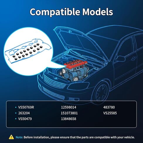 VS50769R Valve Cover Gasket Set Fits for 2006-2010 Saturn Vue Sky Ion Aura Pontiac Solstice G6 G5, 2006-2012 Chevrolet Malibu HHR Cobalt, 1.8L 2.2L 2.4L, Replace 12598014 483780 151073801 in Kuwait