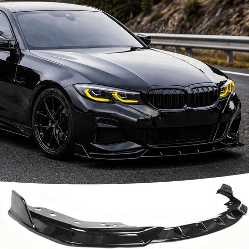 جناح ممتص الصدمات الأمامي مناسب لسيارات BMW 3 Series G20 2019 2020 2021 2022 ملحقات 330i/ 330e/ M340i (M Sport فقط)، طقم هيكل ذقن هوائي أسود لامع in Kuwait