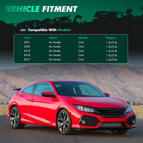 SCITOO 3PCS Front Bumper Lip Compatible for 2016-2021 for Honda Civic Hatchback & Si Models Front Lip Spoiler Glossy Black (PP) Plastic Air Dam in Kuwait