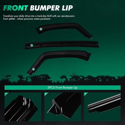 SCITOO 3PCS Front Bumper Lip Compatible for 2016-2021 for Honda Civic Hatchback & Si Models Front Lip Spoiler Glossy Black (PP) Plastic Air Dam in Kuwait