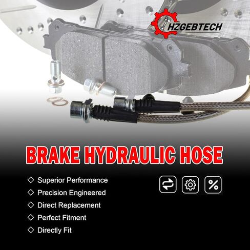 Rear Left & Right Brake Hose, Hydraulic Hose fits Kia Optima 2.4L 2006 2007 2008 2009 2010, fits Optima 2.7L 2006 2007 2008 2009 2010 2 PCS in Kuwait