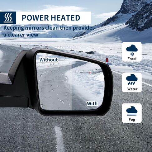 Fit for Toyota Tundra 2014-2019 Chrome Door Mirror Assembly Power Heated Glass with Signal Light and Blind Spot with Memory and Power Folding 18 Pins Right Passenger Side RH in Kuwait