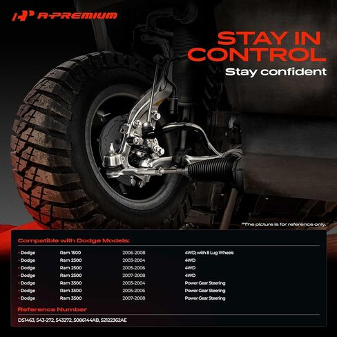A-Premium Front Outer Right Tie Rod End, Compatible with Dodge Ram 1500 2006-2008, Ram 2500 2003-2008, Ram 3500 2003-2008 in Kuwait