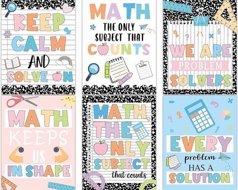 6 Pcs Math Posters Composition Notebook Classroom Decor Fun Motivational Mathematics Educational Wall Art for Elementary Middle and High School Classroom Bulletin Board Decor Teacher Must Haves in Kuwait