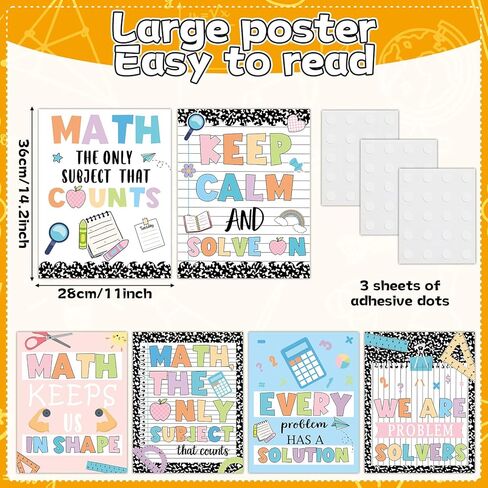 6 Pcs Math Posters Composition Notebook Classroom Decor Fun Motivational Mathematics Educational Wall Art for Elementary Middle and High School Classroom Bulletin Board Decor Teacher Must Haves in Kuwait