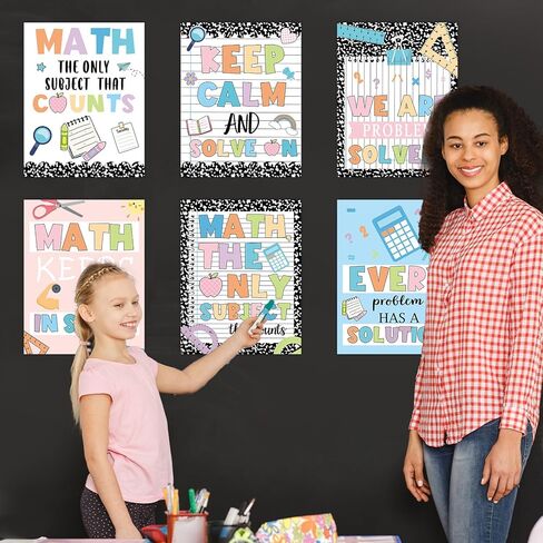 6 Pcs Math Posters Composition Notebook Classroom Decor Fun Motivational Mathematics Educational Wall Art for Elementary Middle and High School Classroom Bulletin Board Decor Teacher Must Haves in Kuwait