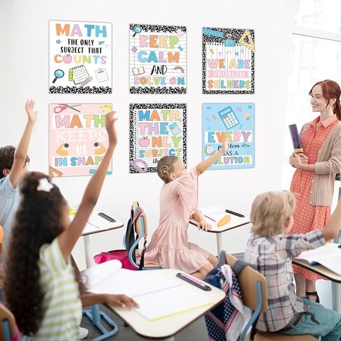 6 Pcs Math Posters Composition Notebook Classroom Decor Fun Motivational Mathematics Educational Wall Art for Elementary Middle and High School Classroom Bulletin Board Decor Teacher Must Haves in Kuwait