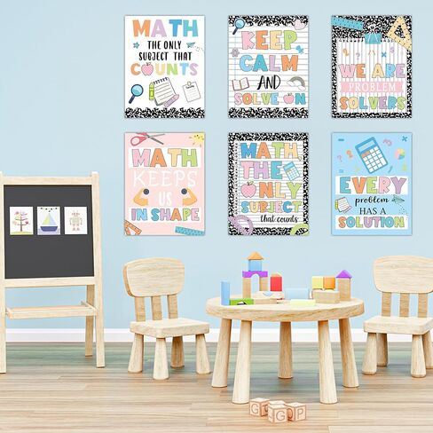 6 Pcs Math Posters Composition Notebook Classroom Decor Fun Motivational Mathematics Educational Wall Art for Elementary Middle and High School Classroom Bulletin Board Decor Teacher Must Haves in Kuwait