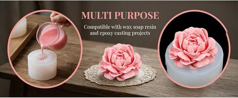 Flower Silicone Mold Set for DIY Candle, Wax, Soap, Resin and Epoxy Casting, Reusable Creative Home Decor and Gift Mold in Kuwait