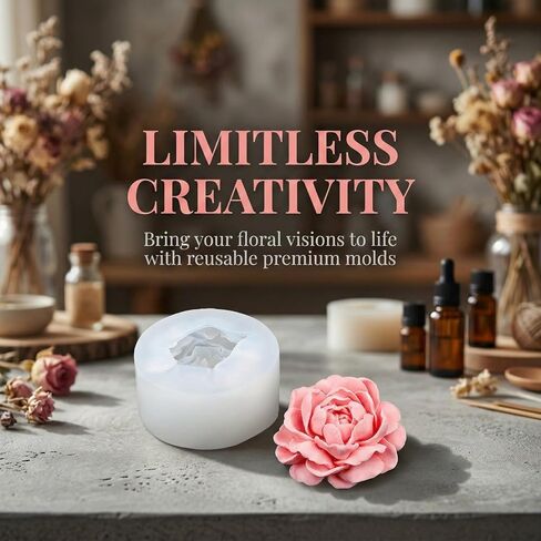 Flower Silicone Mold Set for DIY Candle, Wax, Soap, Resin and Epoxy Casting, Reusable Creative Home Decor and Gift Mold in Kuwait