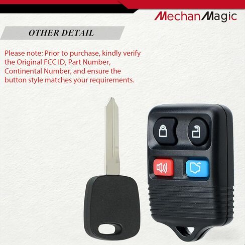 استبدال MechanMagic Key Fob يناسب سيارة Ford Mustang Expedition Explorer Taurus Lincoln Navigator Town Car Mercury Sable 1998-2004 CWTWB1U311 جهاز تحكم عن بعد مع مفتاح إشعال مرسل مستجيب غير مقطوع (H72-PT 4C) in Kuwait
