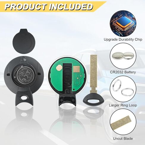 Vurkcy Key Fob Replacement for 2006-2014 Mini Cooper/ 11-14 Cooper Countryman/ 13-14 Cooper Paceman Car Keyless Entry Remote Control, KR55WK49333, 3 Buttons, 2Pcs in Kuwait