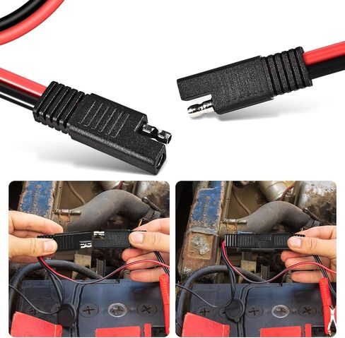2 حزمة من 2 دبوس سلك مستقطب للفصل السريع، كابل رصاصة موصل 1FT 10AWG SAE، لشواحن البطاريات/ملحقات الدراجات النارية/وصلات الطاقة RV (مع غطاء غبار) in Kuwait