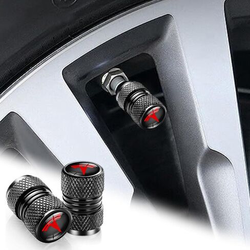 4-Pack Tire Valve Stem Caps for Tesla Model 3, S, X, Y, Car Decorative Accessories, Aluminum Alloy Valve Stem Caps-TSL in Kuwait