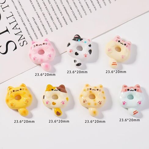 مجموعة 70 قطعة من حليات السلايم اللطيفة - 7 أنماط لامعة على شكل كعكة الدونات والقطط Kawaii السائبة من الراتنج للمجوهرات DIY وسلاسل المفاتيح وحالات الهاتف والزخارف الحرفية وديكور سجل القصاصات (ملونة) in Kuwait