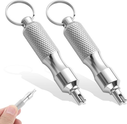 2PCS Valve Core Removal Tool Keychain, Stainless Steel Tire Valve Stem Removal Tool, Small Portable Valve Core Repair Install Accessory for Car Bicycle Motorcycle Disassembly and Repair Tools in Saudi Arabia