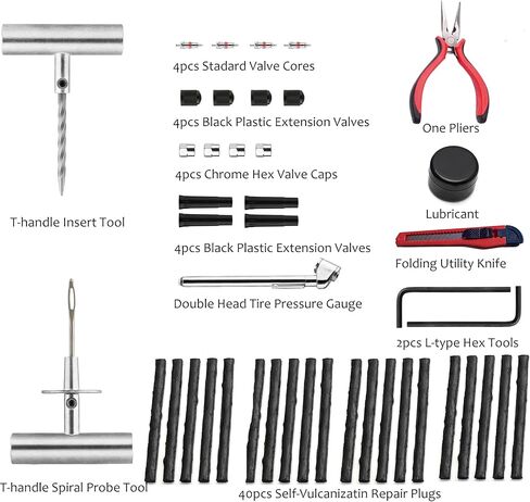 Tire Plug Kit - 68pcs Heavy Duty Tire Repair Kit, Universal Tire Repair Tools to Fix Punctures and Plug Flats Patch Kit for car Motorcycle, Truck, ARB，ATV, Tractor, RV, SUV, Trailer in Saudi Arabia