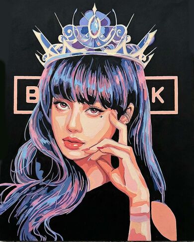 BDYLYS Blackpink Paint by Numbers Kit for Adults with Paints & Brushes, 16x20 Inch Non-Woven Unframed Canvas, DIY K-Pop Theme Art for Beginners, Ideal for Home Wall Decor & Gifts in Saudi Arabia