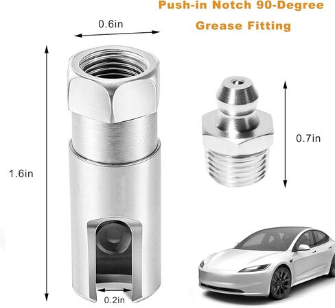 Car Grease Coupler with 1/8 Inch NPT Threads, Right Angle Push-On Fitting for Standard 1/8 Inch NPT Grease Hoses, 90 Degree Slotted Greasing Gun Adapter for Most Cars Trucks SUVs in Saudi Arabia