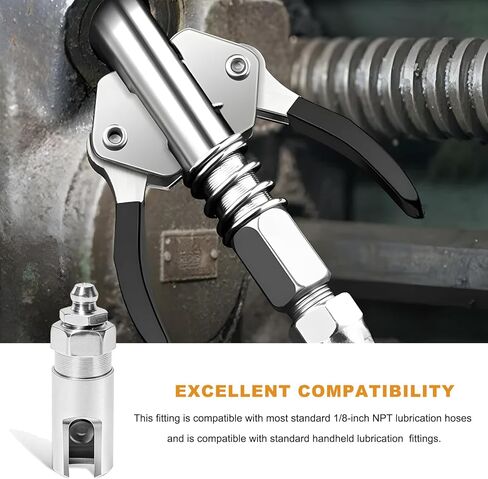 Car Grease Coupler with 1/8 Inch NPT Threads, Right Angle Push-On Fitting for Standard 1/8 Inch NPT Grease Hoses, 90 Degree Slotted Greasing Gun Adapter for Most Cars Trucks SUVs in Saudi Arabia