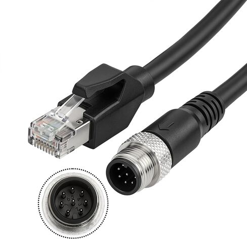 M12 8 أقطاب ذكر A-Code عالي المرونة محمي إلى RJ45 كابل إيثرنت صناعي Cat-6 محمي لكاميرا Cognex الصناعية 2 متر in Saudi Arabia