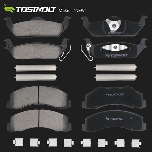 New 8pcs Complete Front+Rear Super Quiet Shimmed Slotted Ceramic Disc Brake Pads Set w/Installation Hardware Compatible With 10-11 Ford F-150 F150 Pickup Truck in Saudi Arabia