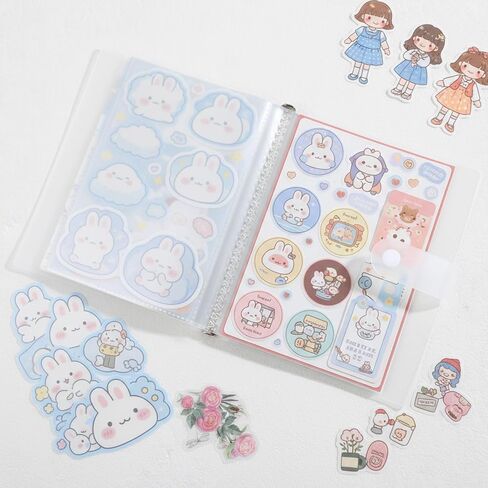 40 Pockets Sticker Organizer Storage Album with Snap Book Stickers Collecting Binder A6 Nail Art Sticker for Scrapbook Planner Journal Stickers Cards in Kuwait