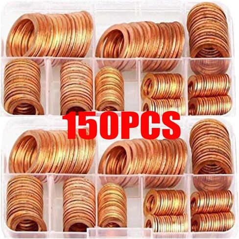 150 قطعة طوقا غسالة النحاس ومجموعة الترباس مجموعة سدادات مسطحة مع صندوق M6/M8/M10/M12/M14/M16/M18/M20 in Kuwait