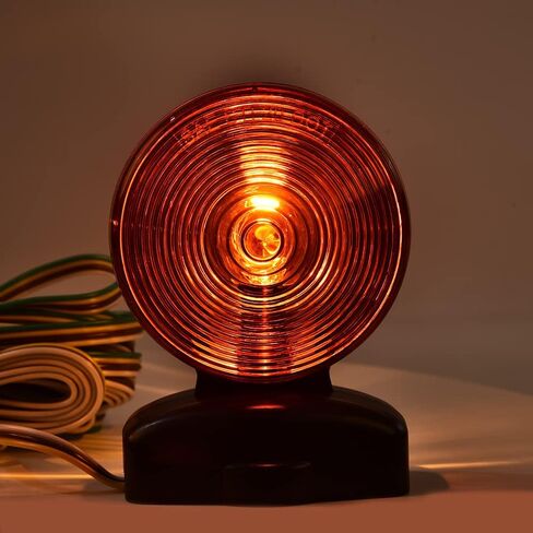 G-PLUS Universal LED أضواء المقطورة المغناطيسية، أضواء تشغيل الفرامل متوافقة مع مقطورة RV قارب شاحنة سيارة دراجة سحب دوللي، مجموعة أضواء السحب المغناطيسية 20 بوصة 55 رطل قوة مغناطيسية، أحمر وعنبر 12 فولت 2 قطعة in Kuwait