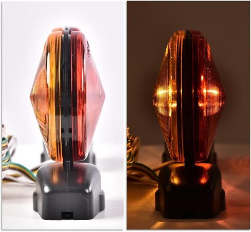 G-PLUS Universal LED أضواء المقطورة المغناطيسية، أضواء تشغيل الفرامل متوافقة مع مقطورة RV قارب شاحنة سيارة دراجة سحب دوللي، مجموعة أضواء السحب المغناطيسية 20 بوصة 55 رطل قوة مغناطيسية، أحمر وعنبر 12 فولت 2 قطعة in Kuwait