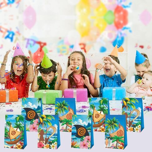 12pcs Cartoon Ocean Girl Party Favor Bags Candy Boxes, Moa Hawaiian Gift Bags Birthday Party Supplies in Saudi Arabia