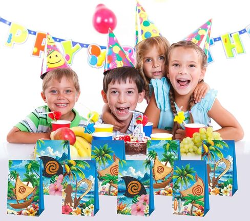 12pcs Cartoon Ocean Girl Party Favor Bags Candy Boxes, Moa Hawaiian Gift Bags Birthday Party Supplies in Saudi Arabia