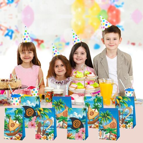 12pcs Cartoon Ocean Girl Party Favor Bags Candy Boxes, Moa Hawaiian Gift Bags Birthday Party Supplies in Saudi Arabia
