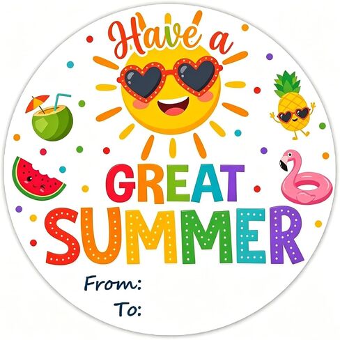 108Pcs Summer Stickers, 1.8 Inch Round Have a Great Summer Gift Tags, Cute Tropical Theme Sealing Labels for Kids, Party Favors, Goodie Bags & Classroom Gifts in Kuwait