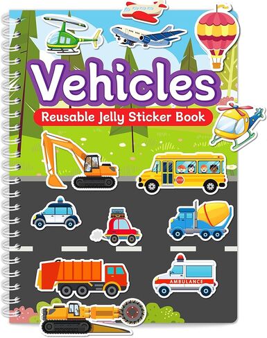 Zartores Reusable Sticker Book for Toddlers, Jelly Stickers for Kids, Waterproof Mess-Free Travel Toys, Airplane Road Trip Essentials, 7 Scenes Activity Book, Boys Girls Gifts - Vehicle in Saudi Arabia