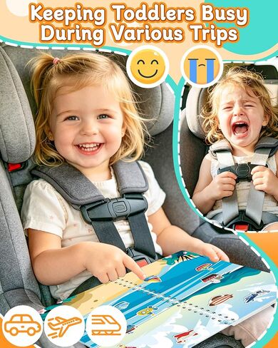 Zartores Reusable Sticker Book for Toddlers, Jelly Stickers for Kids, Waterproof Mess-Free Travel Toys, Airplane Road Trip Essentials, 7 Scenes Activity Book, Boys Girls Gifts - Vehicle in Saudi Arabia