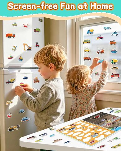 Zartores Reusable Sticker Book for Toddlers, Jelly Stickers for Kids, Waterproof Mess-Free Travel Toys, Airplane Road Trip Essentials, 7 Scenes Activity Book, Boys Girls Gifts - Vehicle in Saudi Arabia
