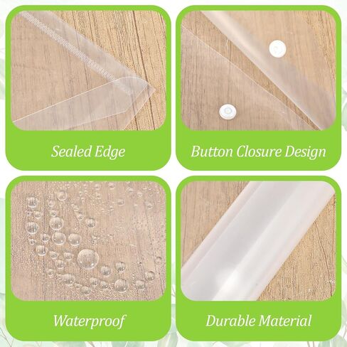50 Pcs Clear Plastic Envelopes with Snap Button Closure A4 Letter Size Waterproof Document File Folders for Home Office Supplies in Kuwait