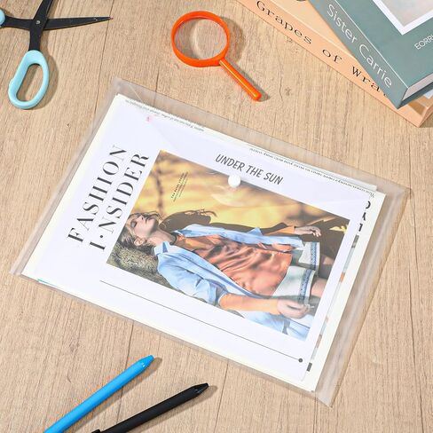 50 Pcs Clear Plastic Envelopes with Snap Button Closure A4 Letter Size Waterproof Document File Folders for Home Office Supplies in Kuwait