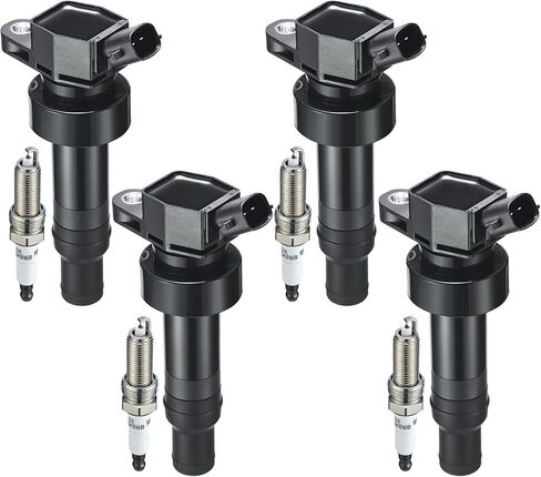Set of 4 UF652 Ignition Coil Pack and 93815 Spark Plugs 4 Pack Compatible with 2012-2019 Kia Soul Rio 2012-2019 Hyundai Accent Veloster 1.6L 2.0L L4 Replaces C1803 5C1860 27301-2B100 273012B100 in Saudi Arabia
