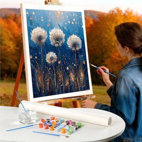 Dandelion Flower Paint by Numbers Kit for Adults, Plant Paint by Numbers on Canvas, DIY Adult Crafts Painting Kits with Acrylic and Brushes, Hobbies for Women, Paintings for Home Wall Decor, 16x20 in in Kuwait