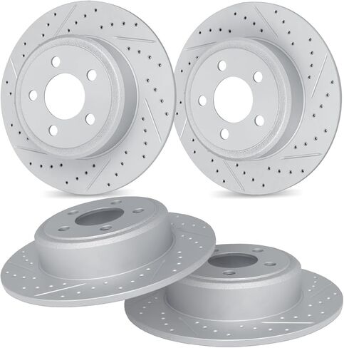 R1 Concepts Brake Rotors fits 2020-2024 Mercedes-Benz GLE450, GLE580; 2020-2023 Mercedes-Benz GLS450, GLS580| GEO-Carbon Drilled & Slotted Brake Rotor Set: 14.8" Front & 13.58" Rear in Kuwait