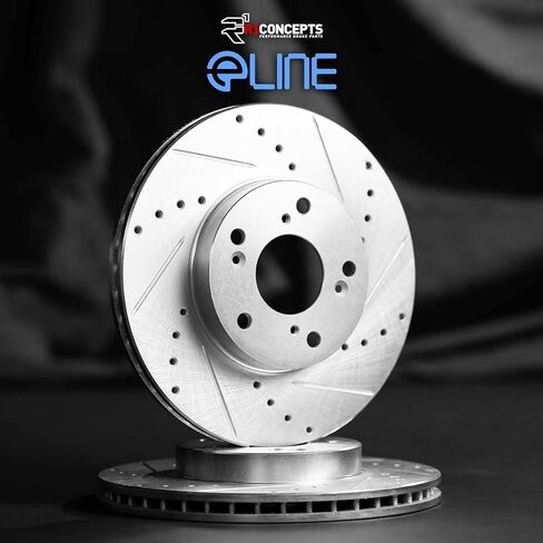 R1 Concepts Brake Rotors fits 2016-2024 Mini Cooper| Drilled and Slotted Silver Disc Brake Rotor Set: 12.1" Front in Kuwait
