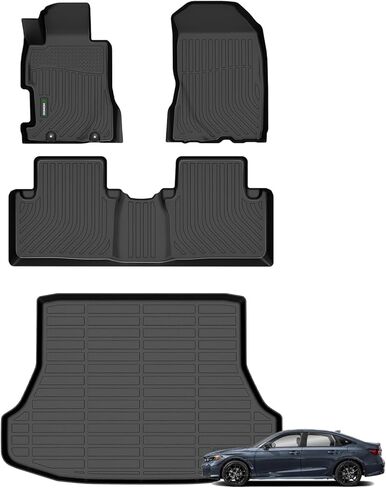 ANBINGO®for 2012 Honda Civic Floor Mats 2013 Honda Civic Floor Mats 2014 Honda Civic Floor Mats 2015 Honda Civic Floor Mats، 2012-2015 Civic Si فقط سيدان (ليست كوبيه) in Kuwait