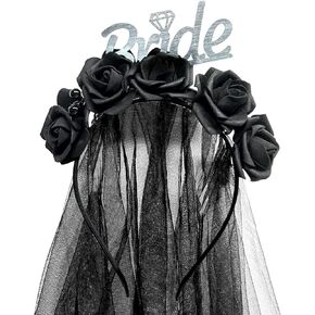 JeVenis Bride or Die Sash Gothic Rose Flower Headband Goth Bachelorette Decoration Bride or Die Bachelorette Party Supplies in Saudi Arabia